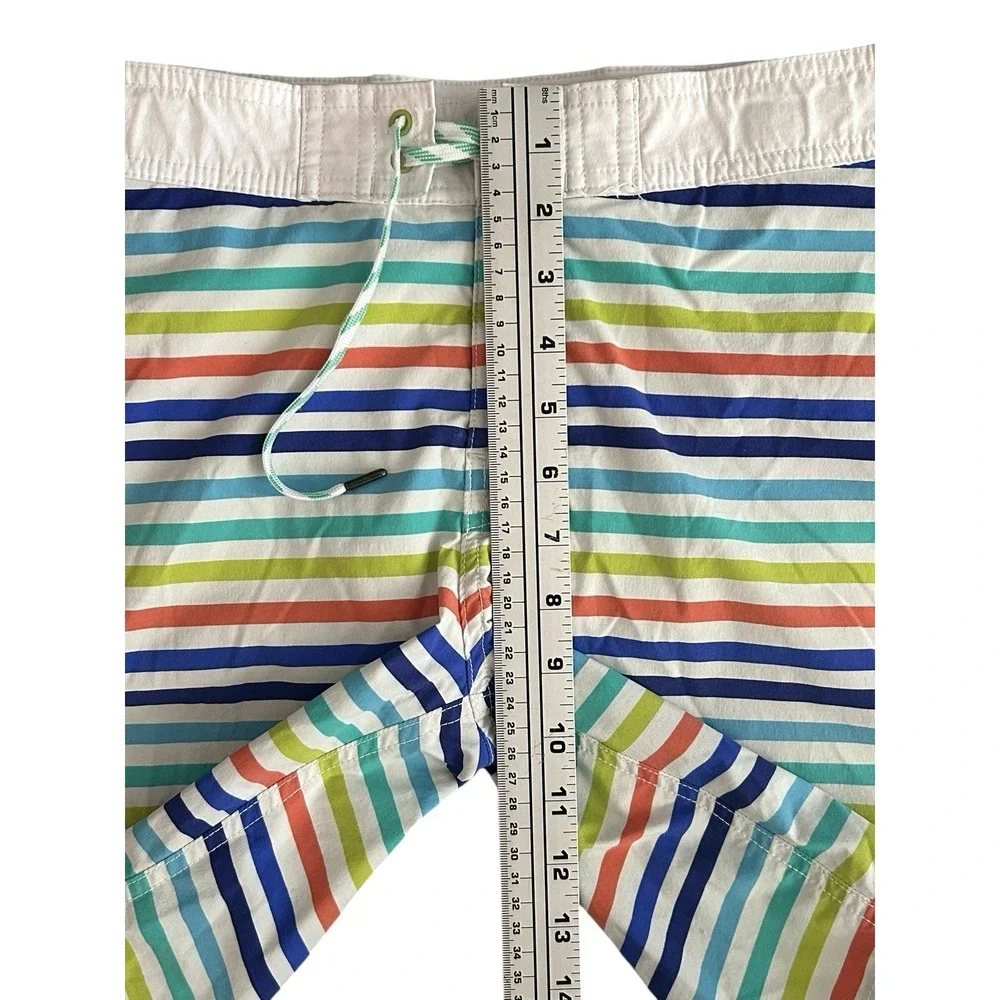 J Crew Crewcuts Boys Swim Trunks Shorts Rainbow Striped Mesh Lined Size 14 Beach